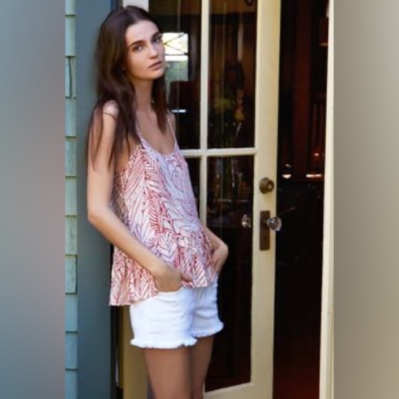 Velvet by Graham and Spencer Madelyn Sheer Printed Gauze Ruffle Tank - small - Picture 1 of 5